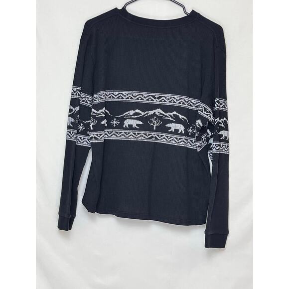NWT Ivory Ella Women's  XL Black Polar Bear Fairisle Waffle Knit Long Sleeve Top - Picture 2 of 7
